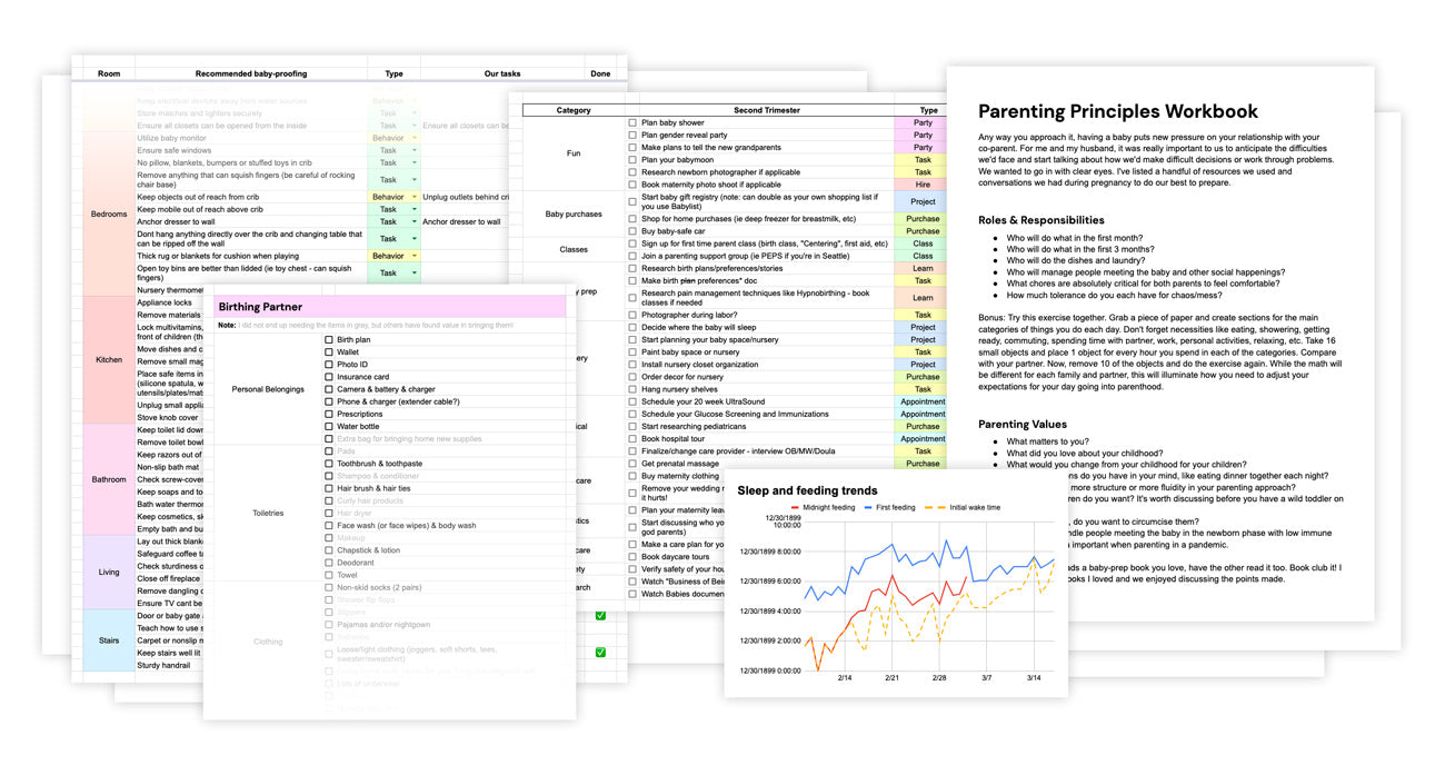 Every Spreadsheet You Need to Prep for a Having Baby – The Big Stuff